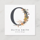 Boho Wildblume Initial O QR Code Quadratische Visitenkarte (Vorderseite)