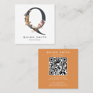Boho Wildblume Initial Q QR Code Quadratische Visitenkarte