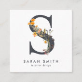 Boho Wildblume Initial S QR Code Quadratische Visitenkarte (Vorderseite)