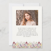 Boho Wildblume Ivory Foto Grad Ankündigung (Rückseite)