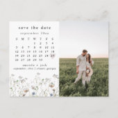 Boho Wildblume Kalender Save the Date Foto Postkarte (Vorderseite)