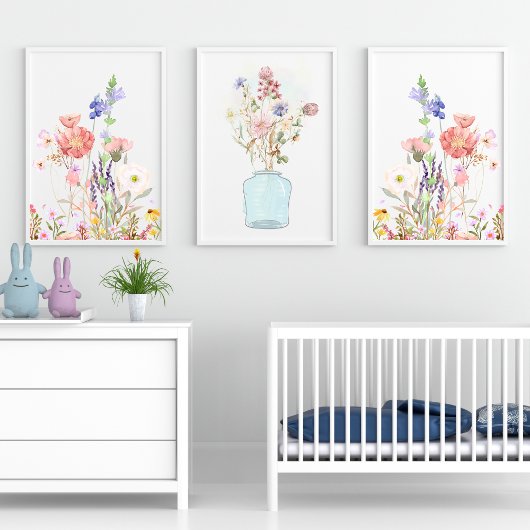 Boho Wildblume Kinderzimmer Bilderwand Sets