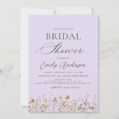 Boho Wildblume Lavender Lila Brautparty Einladung (Vorderseite)