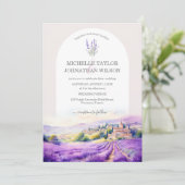 Boho Wildblume Lavender Lila Violette Einladung (Stehend Vorderseite)