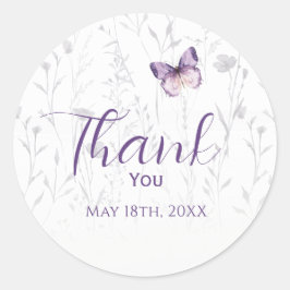 Boho Wildblume Lila Butterfly Girl Babydusche Runder Aufkleber