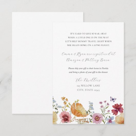 Boho Wildblume Long Distance Geschenkanforderung Begleitkarte (Vorne/Hinten)