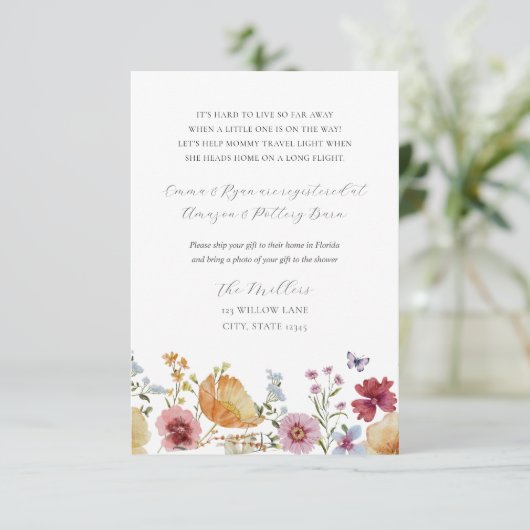 Boho Wildblume Long Distance Geschenkanforderung Begleitkarte (Stehend Vorderseite)