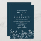 Boho Wildblume Marinesoldaten Einladung (Vorne/Hinten)