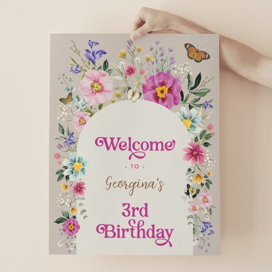 Boho Wildblume Meadow 3. Geburtstag Willkommen Poster