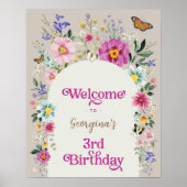 Boho Wildblume Meadow 3. Geburtstag Willkommen Poster (Vorne)