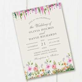 Boho Wildblume Meadow and Acacia Wedding Einladung