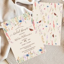 Boho Wildblume Meadow & Butterfly Einladung