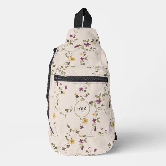 Boho Wildblume Meadow mit Monogram Crossbody Bag (Vorderseite)
