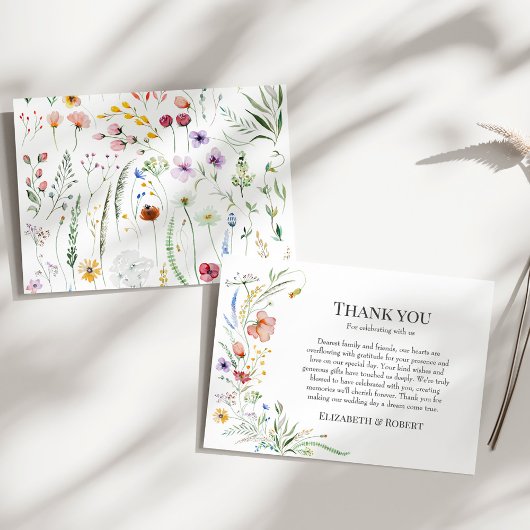 Boho Wildblume Meadow Wedding Dankeskarte