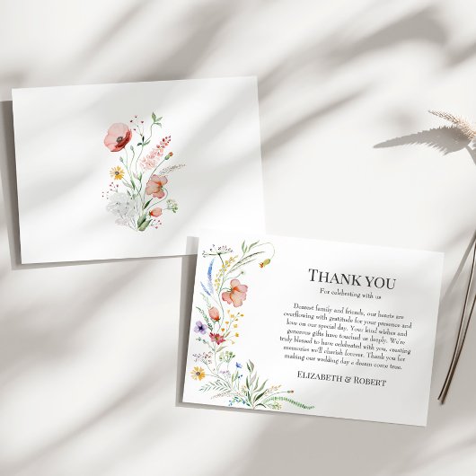 Boho Wildblume Meadow Wedding Dankeskarte