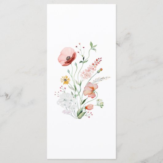 Boho Wildblume Meadow Wedding Menu Card Menükarte (Rückseite)