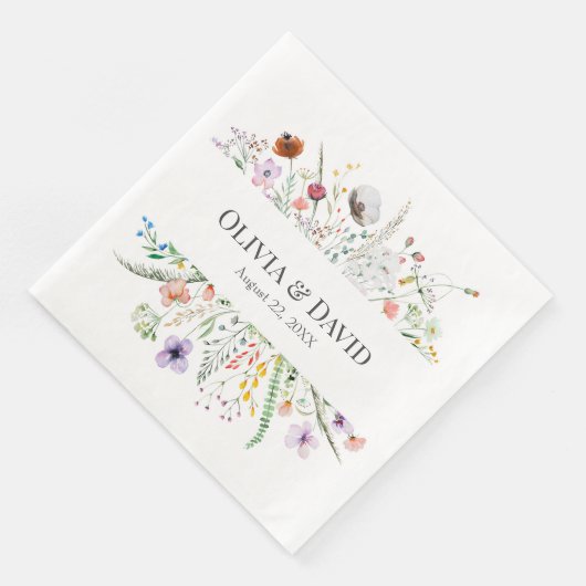 Boho Wildblume Meadow Wedding Napkins Serviette (Ecke)