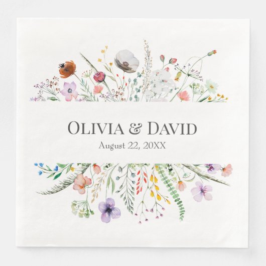 Boho Wildblume Meadow Wedding Napkins Serviette (Vorderseite)