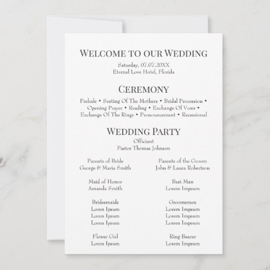 Boho Wildblume Meadow Wedding Program Einladung (Rückseite)