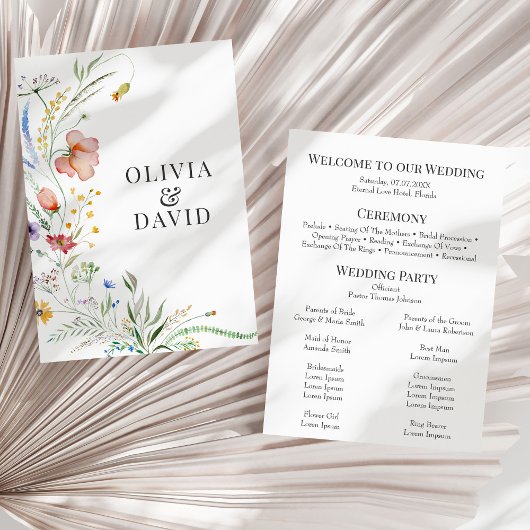 Boho Wildblume Meadow Wedding Program Einladung
