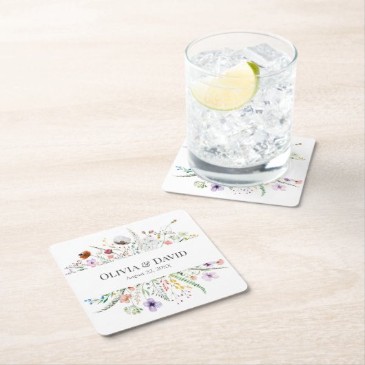 Boho Wildblume Meadow Wedding Rechteckiger Pappuntersetzer (Vor Ort)