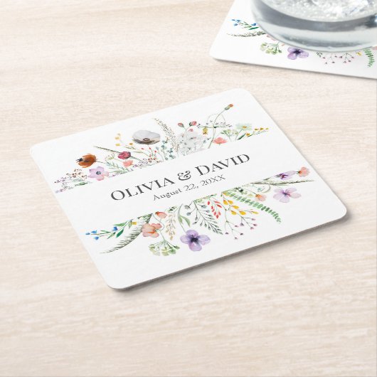 Boho Wildblume Meadow Wedding Rechteckiger Pappuntersetzer (angewinkelt)