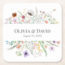 Boho Wildblume Meadow Wedding Rechteckiger Pappuntersetzer