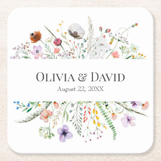 Boho Wildblume Meadow Wedding Rechteckiger Pappuntersetzer