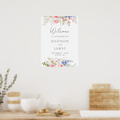 Boho Wildblume Minimalistische Blumen Begrüßung Ho Poster (Küche)