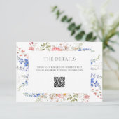 Boho Wildblume Minimalistische Blumenhochzeit Begleitkarte (Stehend Vorderseite)
