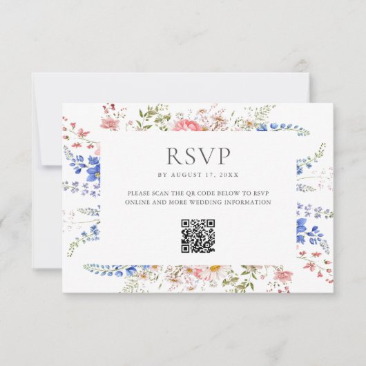 Boho Wildblume Minimalistische Blumenhochzeit RSVP Karte (Vorderseite)