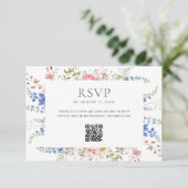 Boho Wildblume Minimalistische Blumenhochzeit RSVP Karte (Stehend Vorderseite)