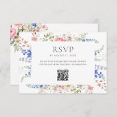 Boho Wildblume Minimalistische Blumenhochzeit RSVP Karte (Vorne/Hinten)