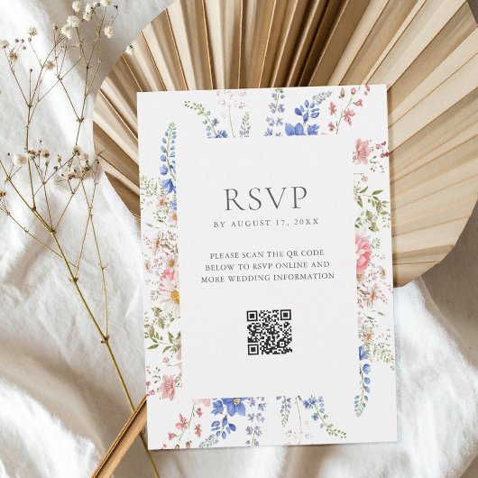 Boho Wildblume Minimalistische Blumenhochzeit RSVP Karte