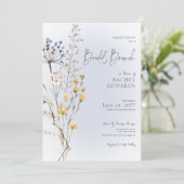 Boho Wildblume Modern Blue Bridal Brunch Einladung (Stehend Vorderseite)