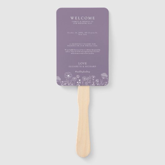 Boho Wildblume Moderne Wasserfarbenhochzeit Fächer (Vorderseite)