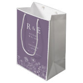 Boho Wildblume Moderne Wasserfarbenhochzeit Mittlere Geschenktüte (Vorderseite Schrägansicht)