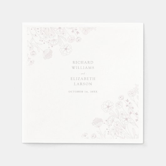 Boho Wildblume Moderne Wasserfarbenhochzeit Serviette (Vorderseite)