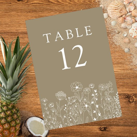 Boho Wildblume Moderne Wasserfarbenhochzeit Tischnummer