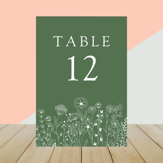 Boho Wildblume Moderne Wasserfarbenhochzeit Tischnummer