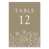 Boho Wildblume Moderne Wasserfarbenhochzeit Tischnummer (Vorderseite)