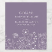 Boho Wildblume Moderne Wasserfarbenhochzeit Weinetikett (Einzelnes Label)