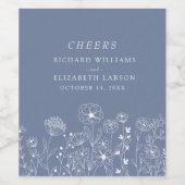 Boho Wildblume Moderne Wasserfarbenhochzeit Weinetikett (Einzelnes Label)