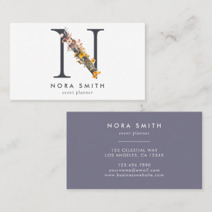 Boho Wildblume Monogram Initial N Visitenkarte