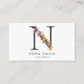Boho Wildblume Monogram Initial N Visitenkarte (Vorderseite)