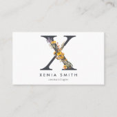Boho Wildblume Monogram Initial X Visitenkarte (Vorderseite)