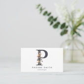 Boho Wildblume Monogramm Initial P Visitenkarte (Stehend Vorderseite)
