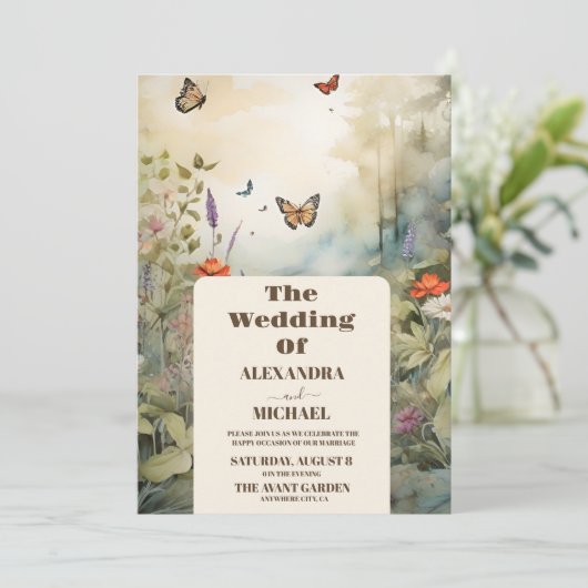 Boho Wildblume Mountain Meadow Einladung (Stehend Vorderseite)