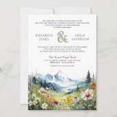 Boho Wildblume Mountain Meadow QR Code Wedding Einladung (Vorderseite)