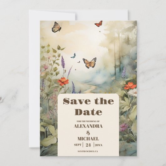 Boho Wildblume Mountain Meadow Save The Date (Vorderseite)